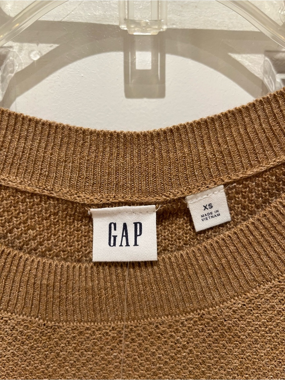 NWT GAP Textured Striped Crewneck Sweater Camel Color with Black Stripes Size XS - Picture 10 of 12